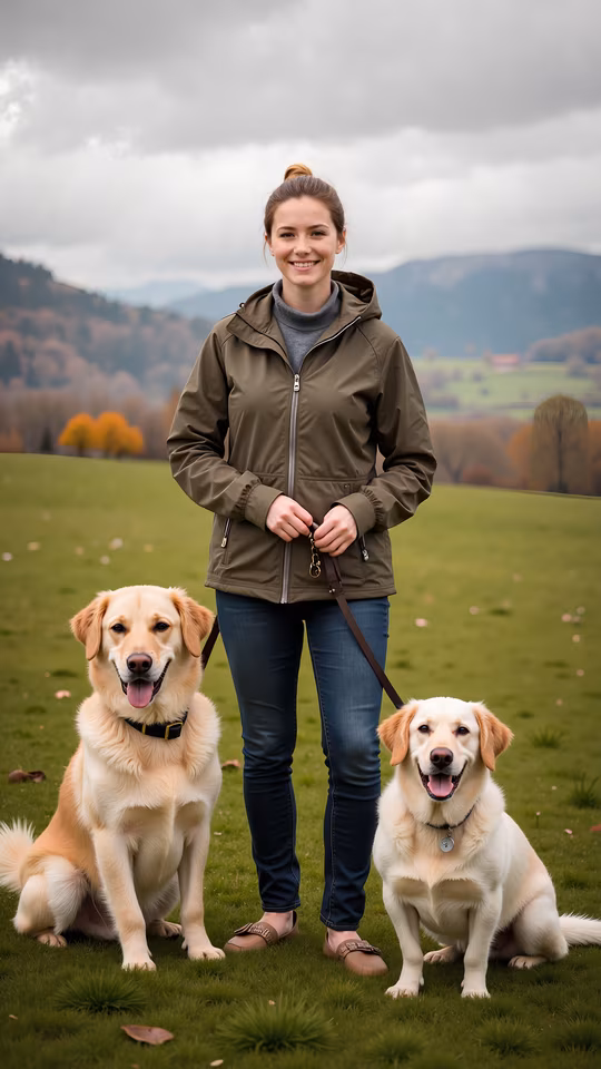 Woman with Two Dogs