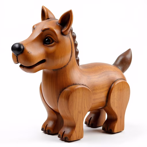 Wooden Dog Sculpture