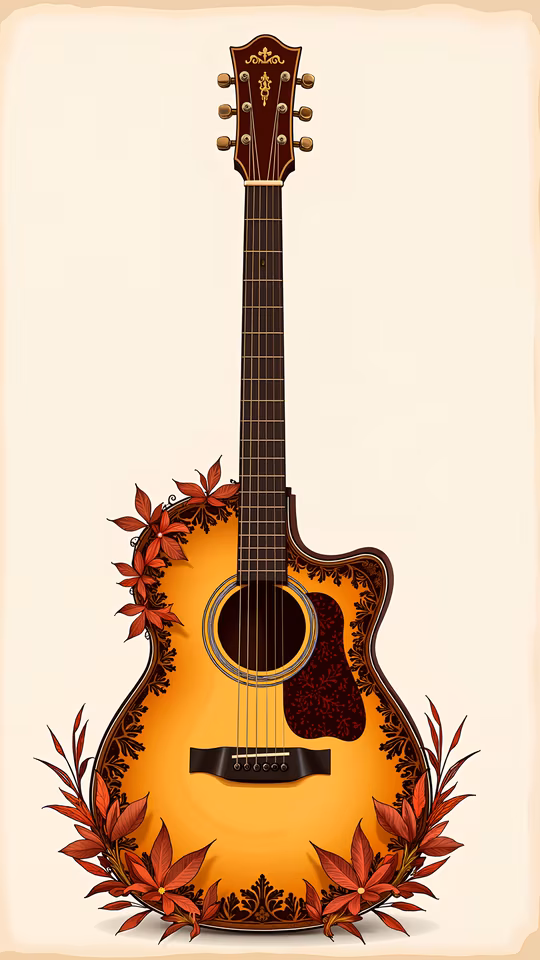 Autumn Guitar Illustration