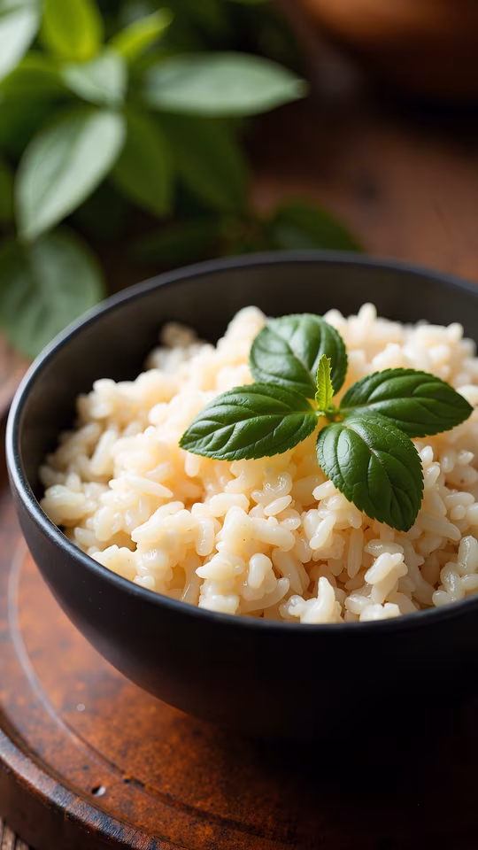 Bowl of Rice with Mint