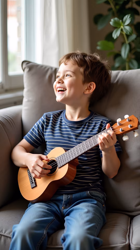 Child Playing Ukulele