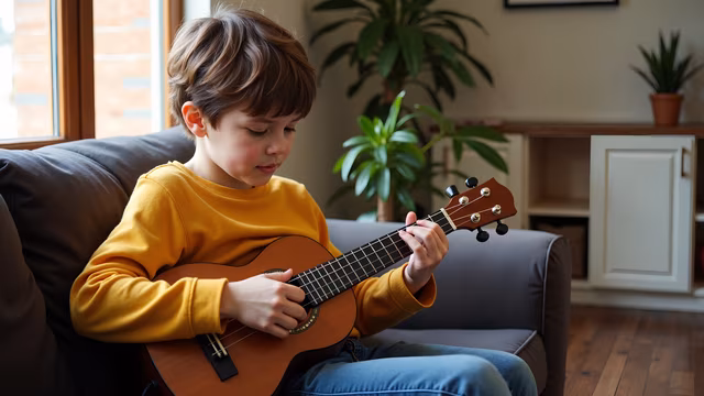 Child Playing Ukulele