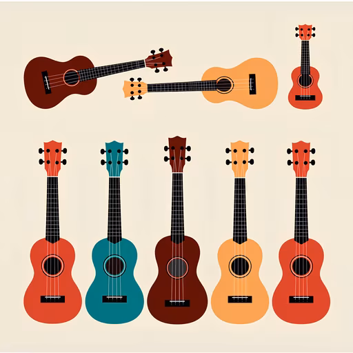 Colorful Ukuleles Illustration