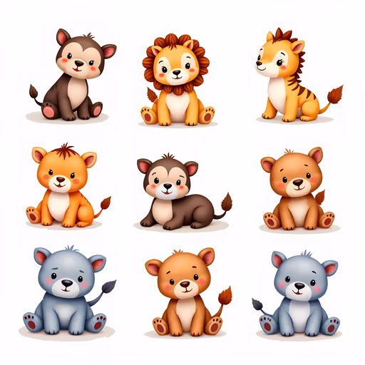 Cute Animal Babies Illustration
