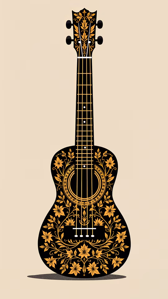 Floral Guitar Illustration