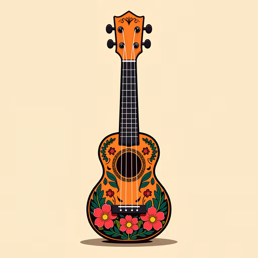Floral Ukulele Illustration