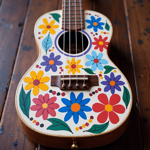 Floral Ukulele Illustration