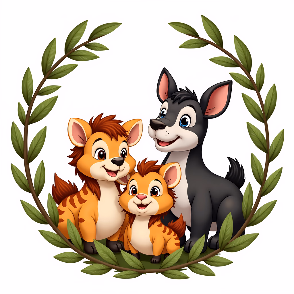 A heartwarming illustration of forest animals in a wreath, perfect for children’s art.