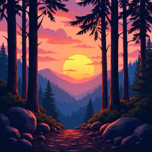 Forest Sunset Illustration