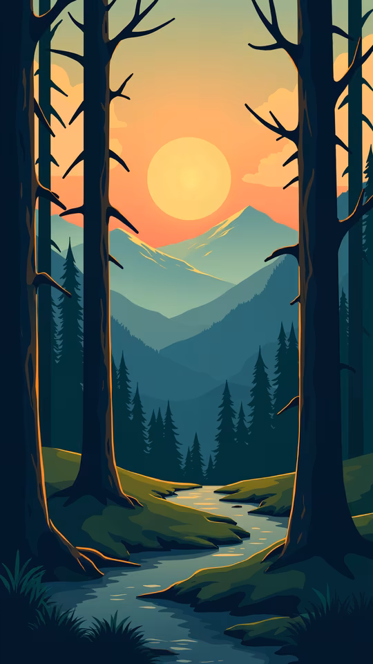 Forest Sunset Illustration