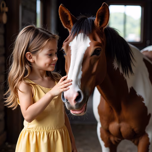 Girl Petting Horse