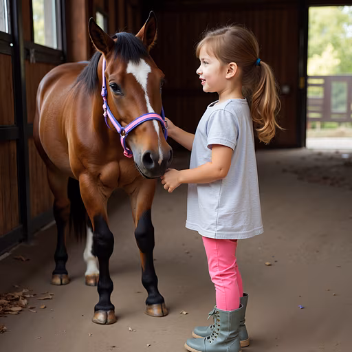 Girl Petting Horse