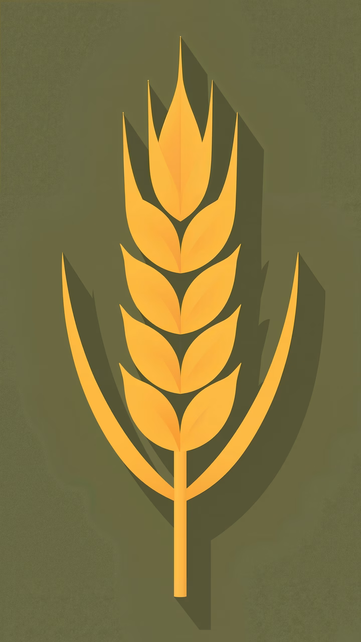 Minimalist wheat illustration with warm tones and a tranquil atmosphere.