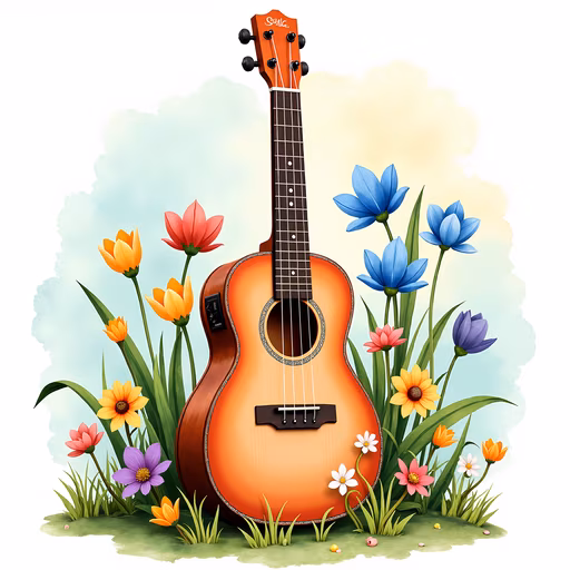 Guitar Among Flowers