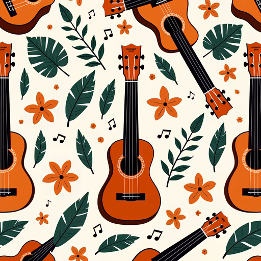Guitars and Leaves Illustration