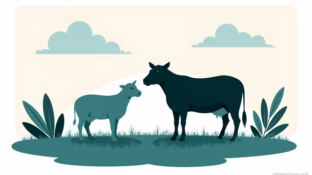 Mother and Child Cow Illustration