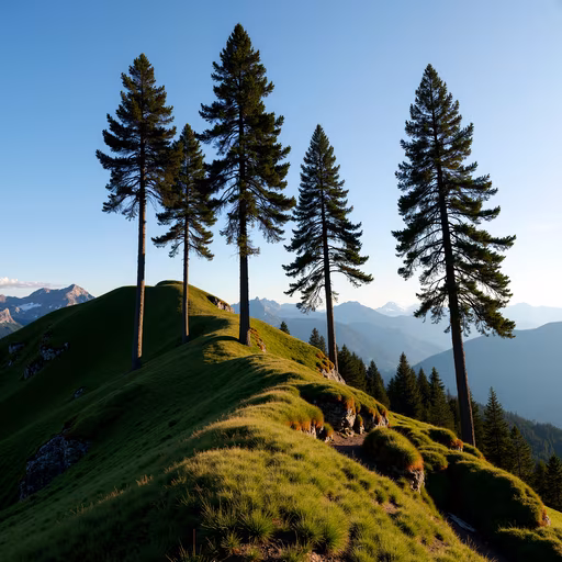 Mountain Landscape with Pine Trees