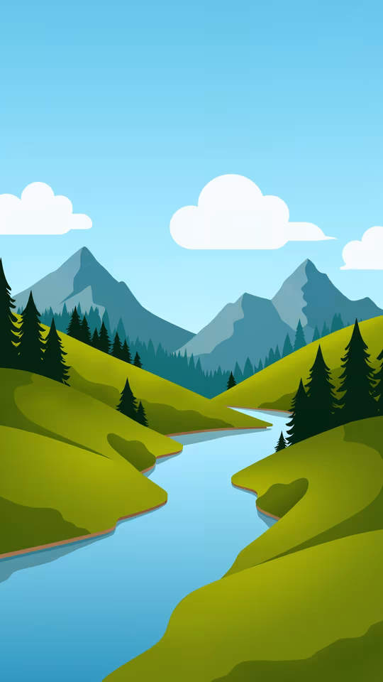 Mountain River Illustration