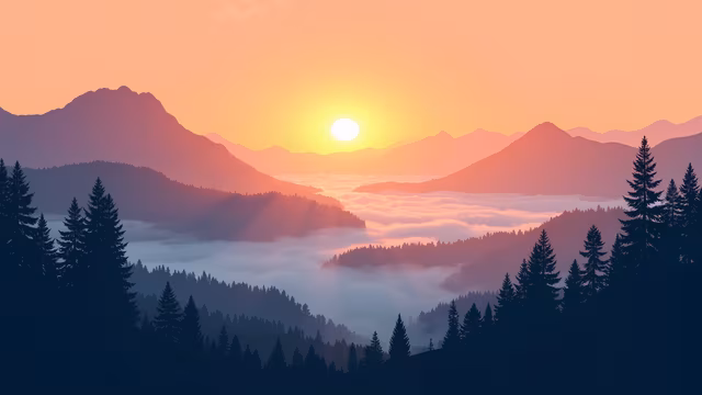 Mountain Sunset Illustration