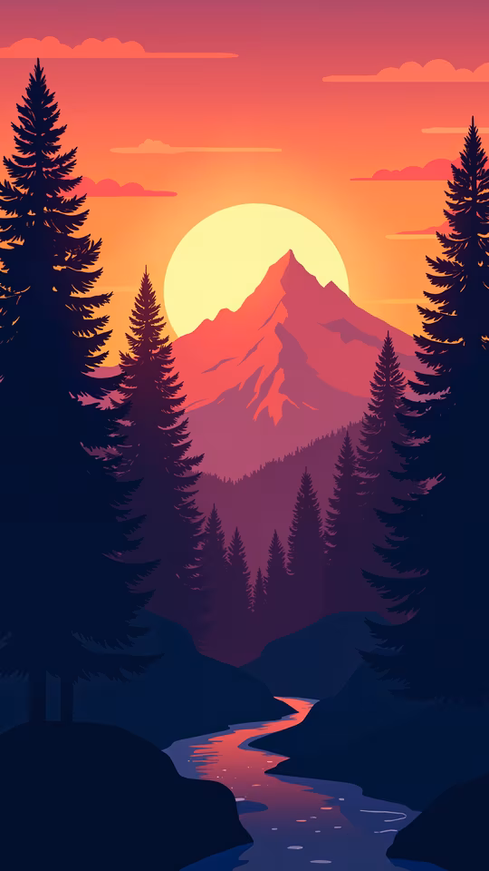 Mountain Sunset Illustration