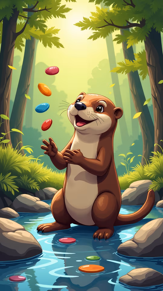 Otter Juggling Colorful Balls