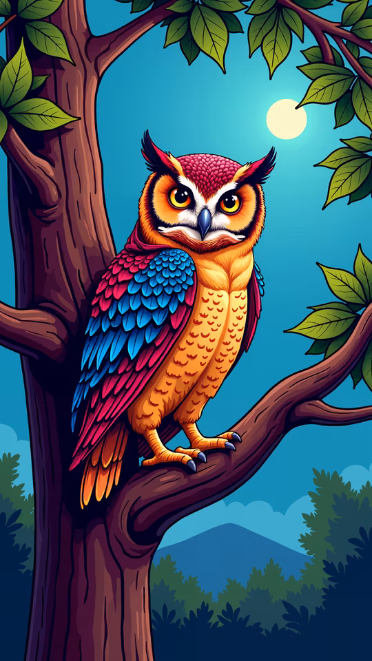 Owl in the Moonlit Forest