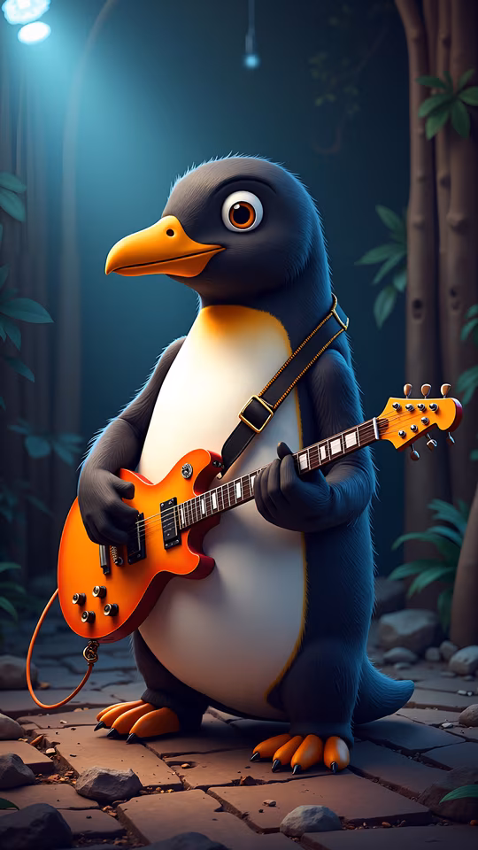 Penguin Playing Guitar