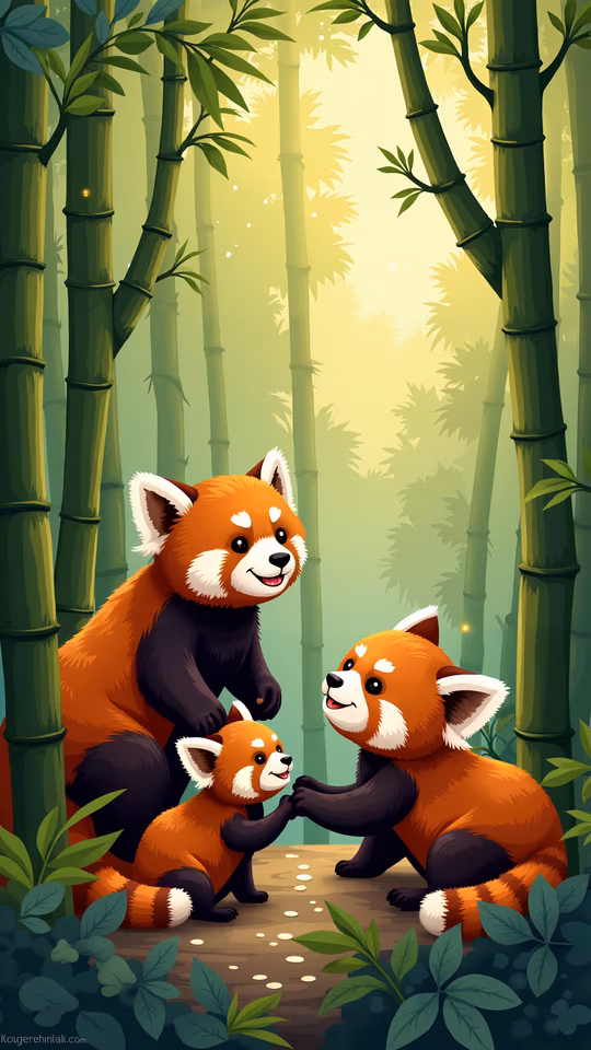 Red Pandas in Bamboo Forest
