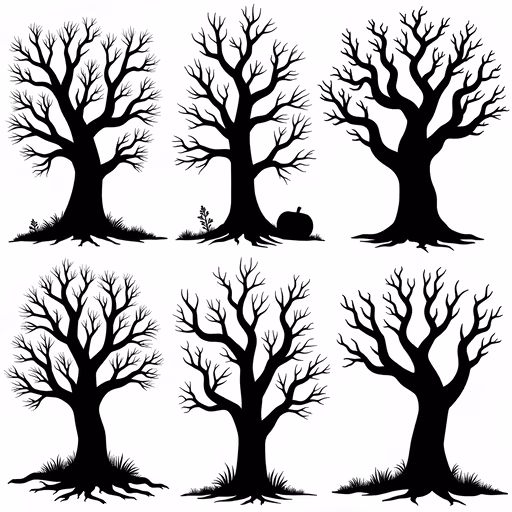 Silhouettes of Bare Trees