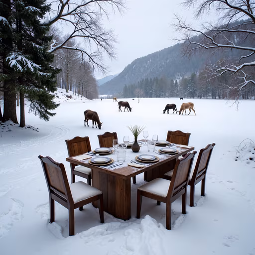 Snowy Table Setting
