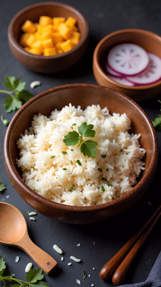 Steamed Rice with Mango and Onion