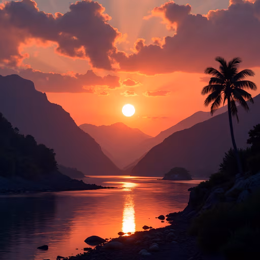 Sunset Over Serene Lake