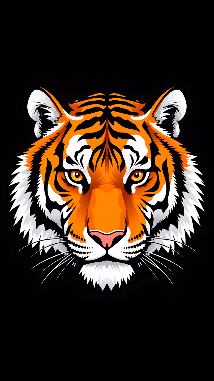 Vibrant tiger illustration on a black background