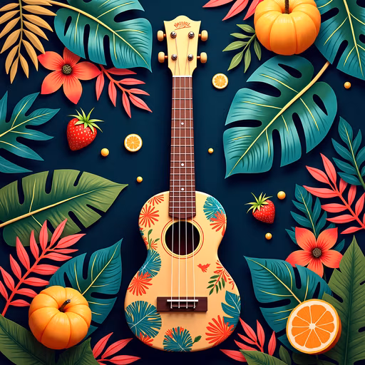 Tropical Ukulele Illustration