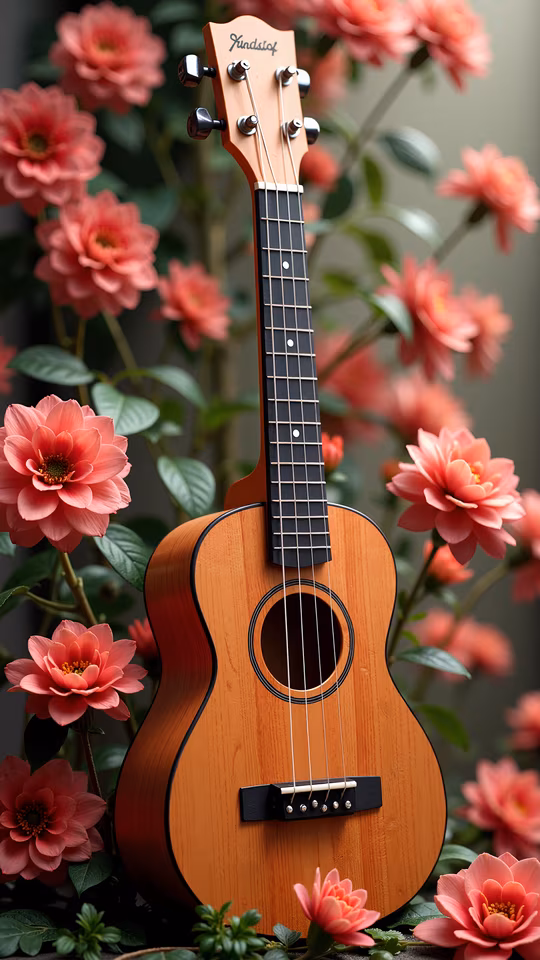 Ukulele Among Flowers
