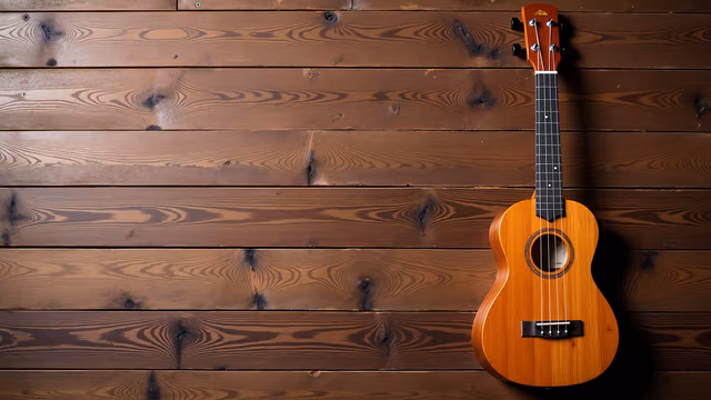 Ukulele on Wooden Wall