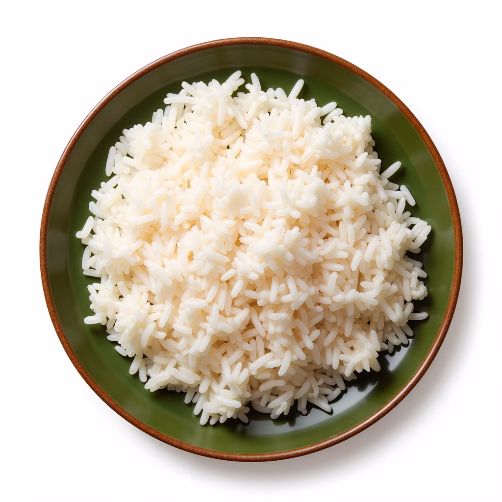 A close-up of a bowl of white rice, captured with soft lighting and a clean background.