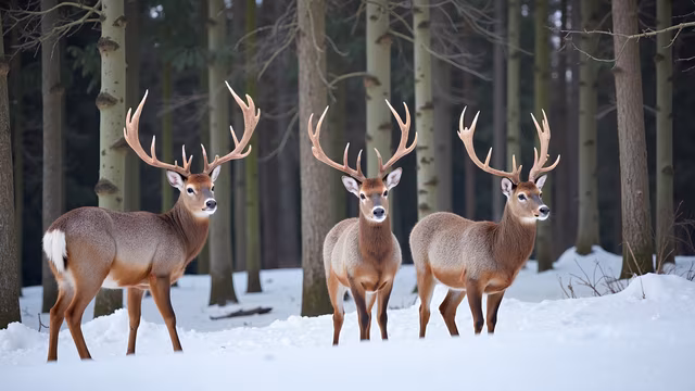 Winter Deer Trio