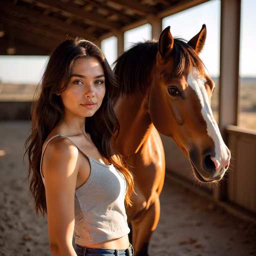 Woman and Horse Portrait
