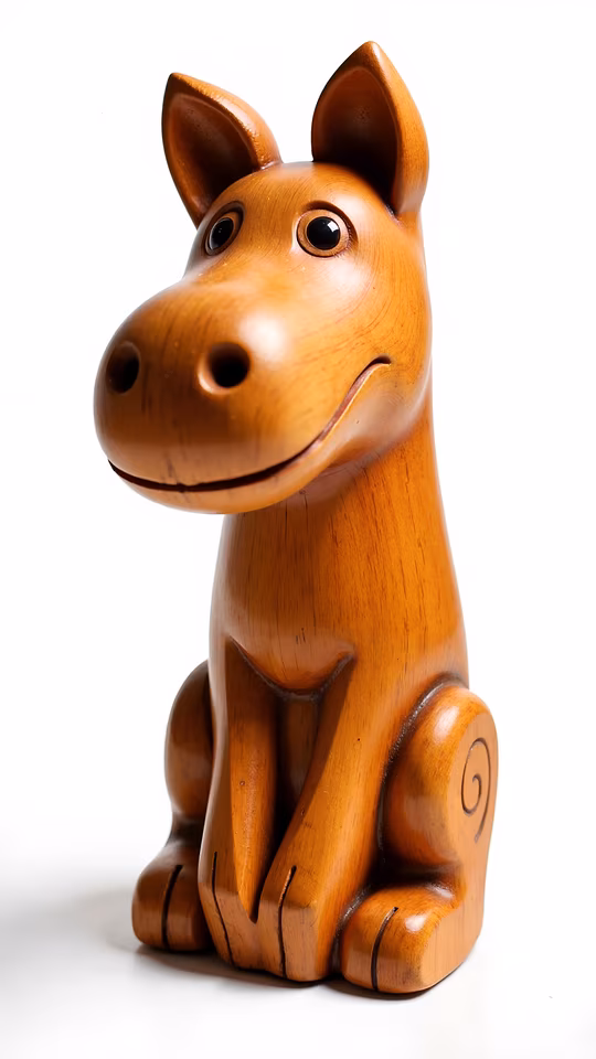 Wooden Dog Sculpture
