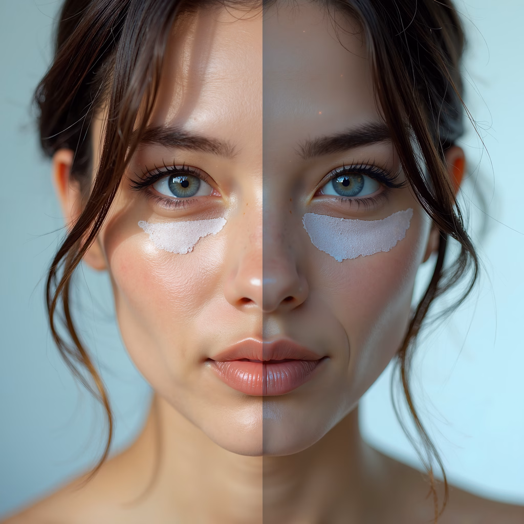A before-and-after comparison of skin hydration.