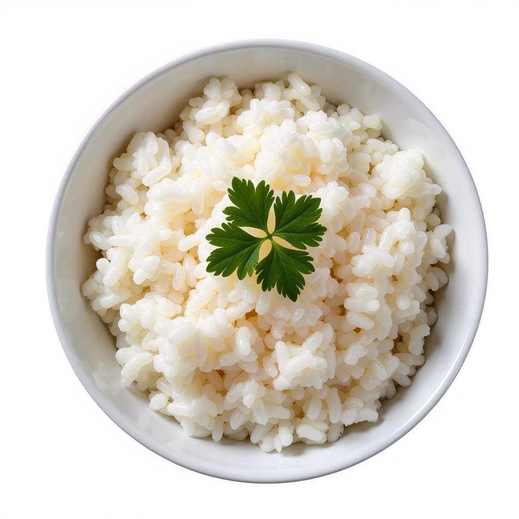 Close-up of rice garnished with parsley in a bowl.
