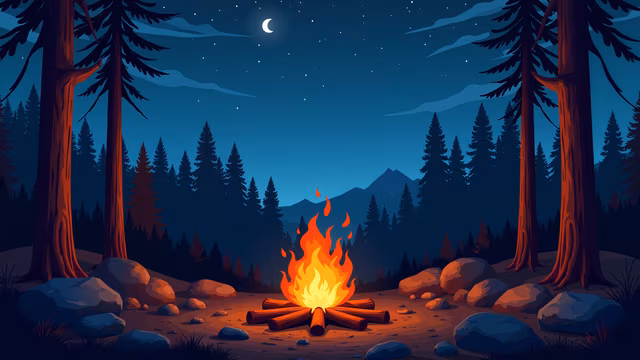 Campfire Night Illustration