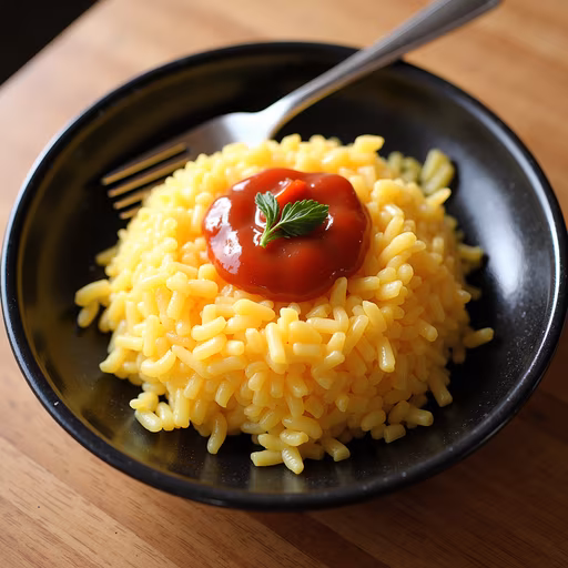 Cheesy Rice with Tomato Sauce