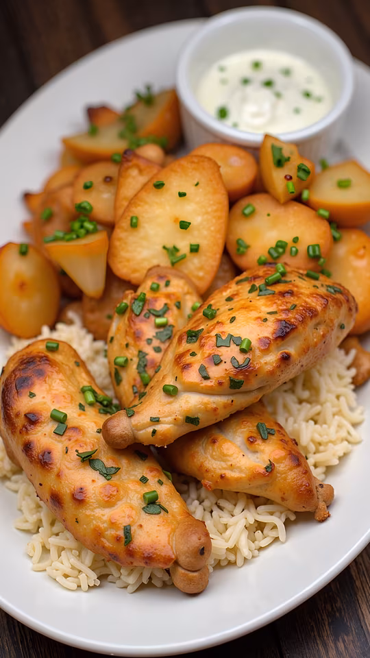 Chicken Thighs with Rice and Potatoes