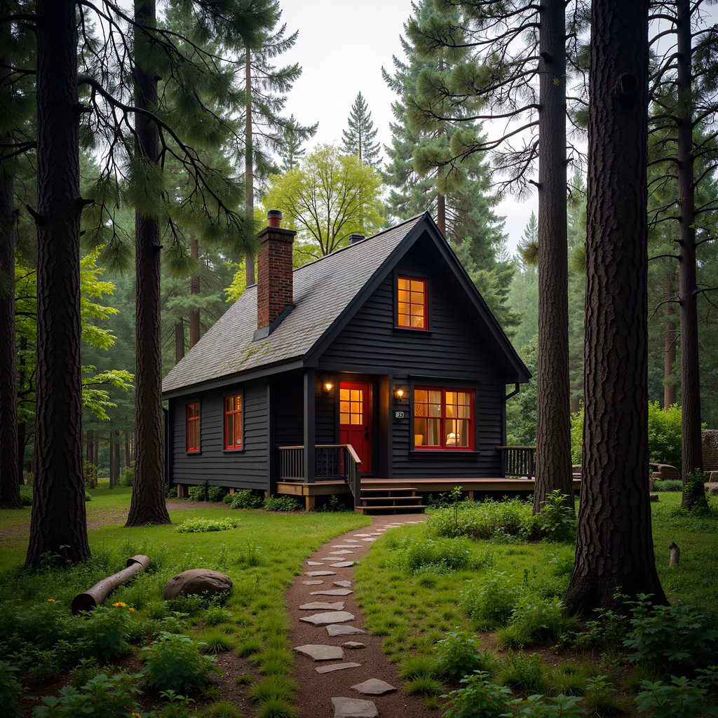 A picturesque cabin surrounded by nature, offering a peaceful retreat.
