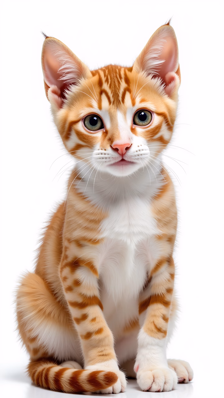 Close-up of a cute tabby kitten with green eyes and soft fur.
