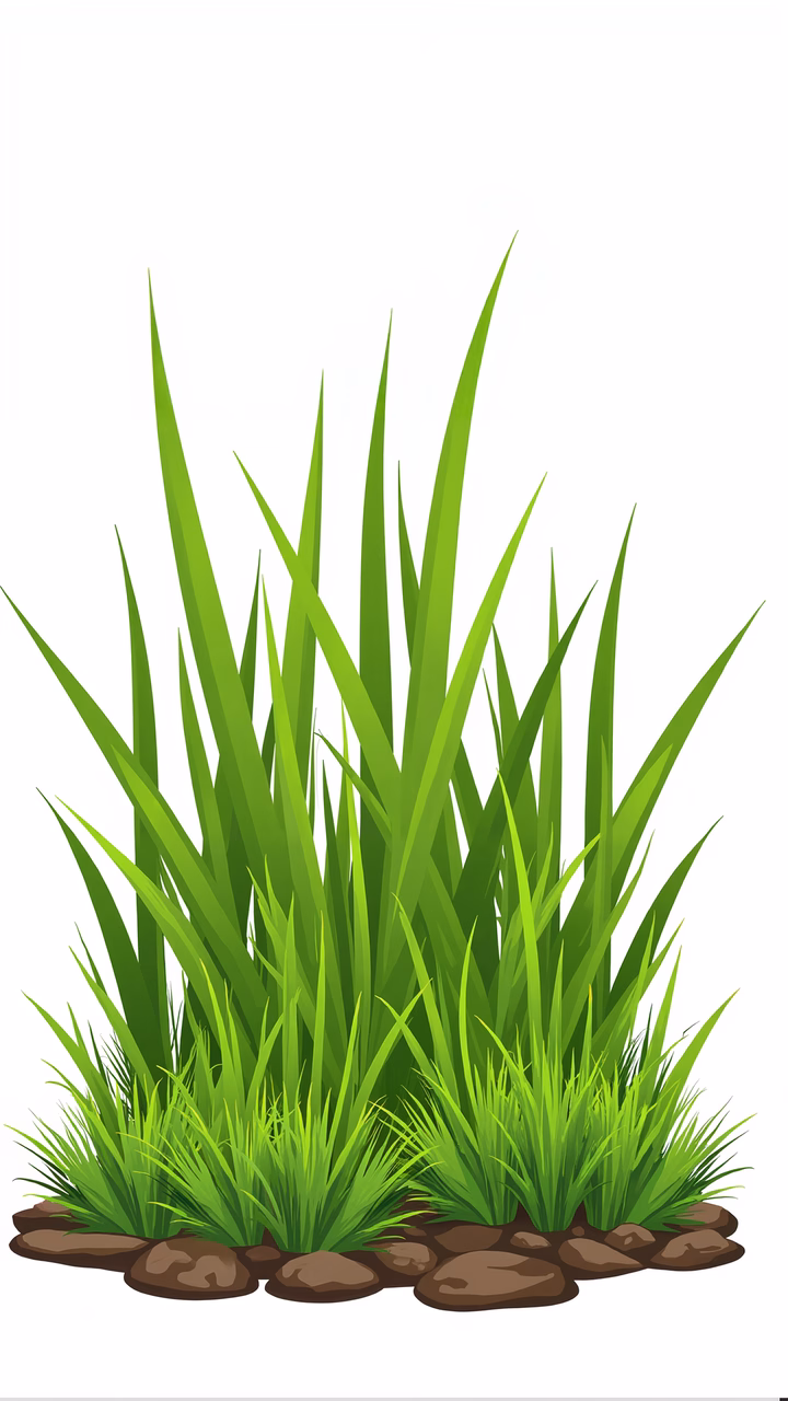 Vibrant green grass illustration, serene nature scene.