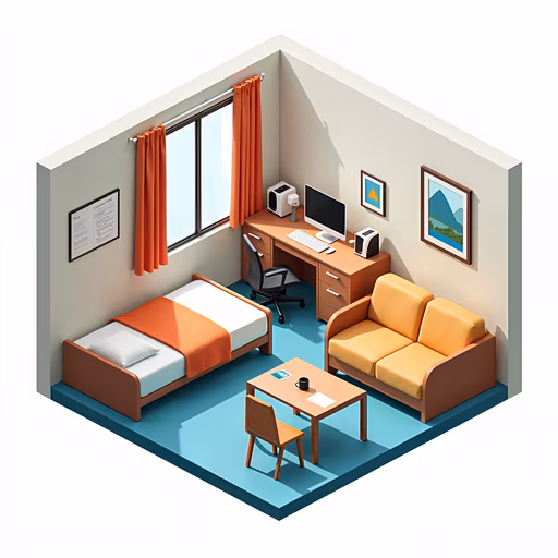 Minimalist Dorm Room Illustration