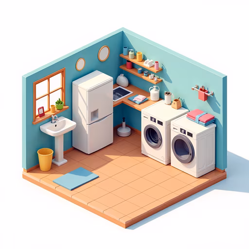 Minimalist Laundry Room Illustration